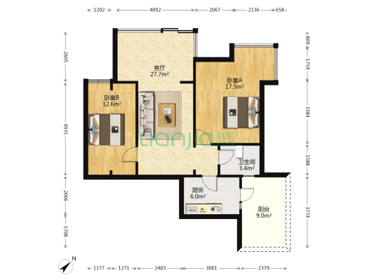 金沙西园一期 2室1厅1卫 81平方