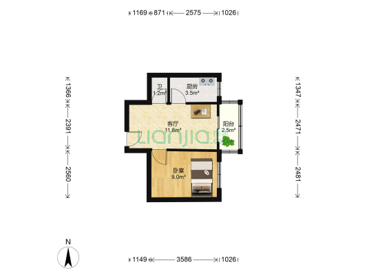 建设街 1室1厅1卫 35平方