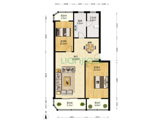 玉双苑(成华) 2室1厅1卫 95平方