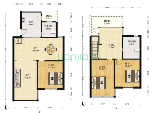 南龙柏小区 3室2厅2卫 100平方