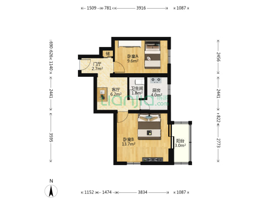 南礼士路 2室1厅1卫 54平方