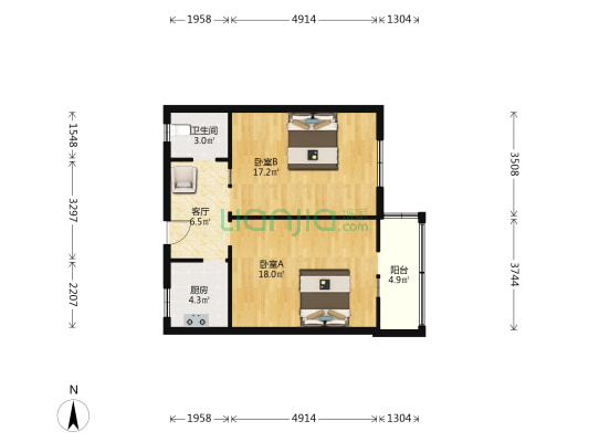 万全道117号 2室1厅1卫 69平方