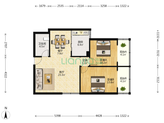 供电局家属小区16号 2室2厅1卫 78平方