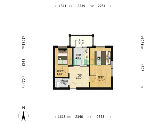农盛街 2室0厅1卫 41平方