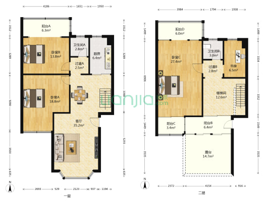 嘉明苑 4室1厅2卫 173平方