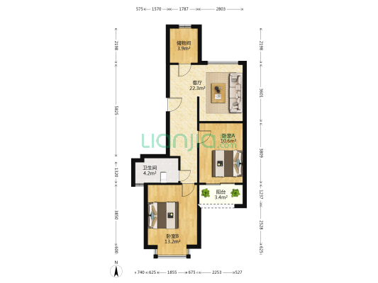 龙飞锦园 2室1厅1卫 82平方