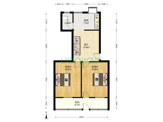 平安小区 2室1厅1卫 78平方