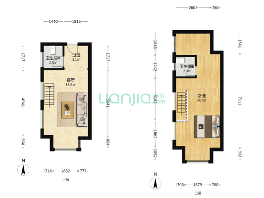 海信辽阳路7号 1室1厅2卫 44平方