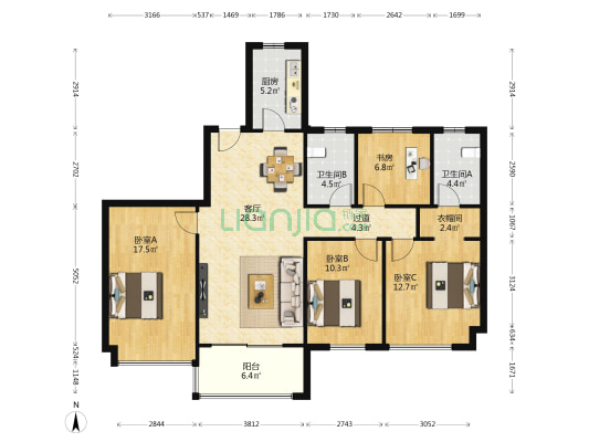金隅紫京云筑 4室1厅2卫 141平方