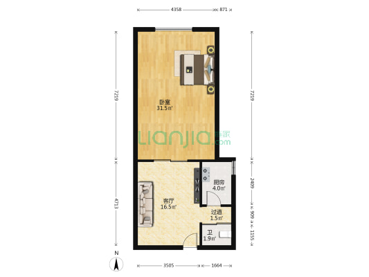 金恒家园 1室1厅1卫 75平方