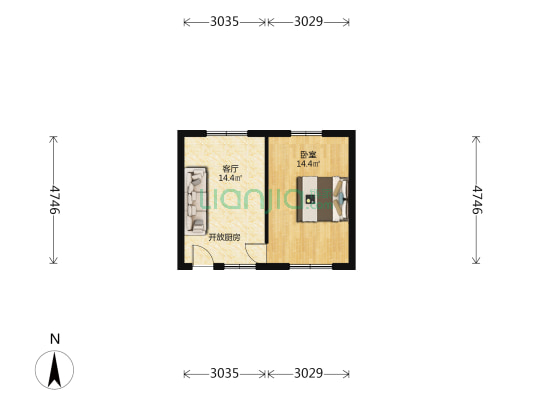 黄汴河中街10号院 1室1厅0卫 42平方
