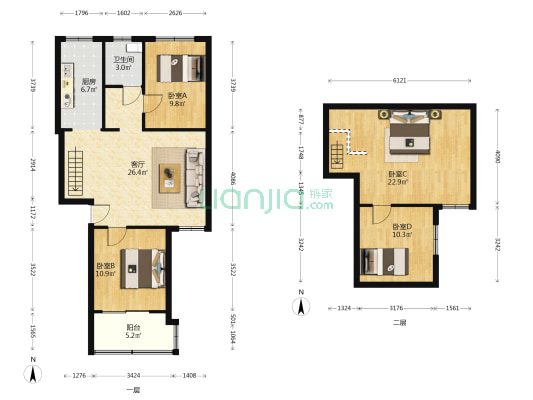 管道局宿舍楼六区 4室1厅1卫 70平方