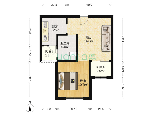 民乐城泓瀚苑 1室1厅1卫 58平方