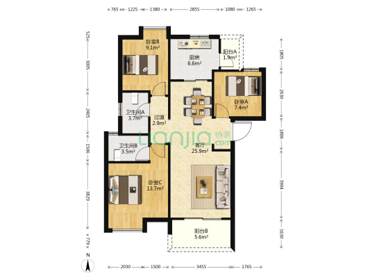 佳兆业悦府 3室1厅2卫 110平方