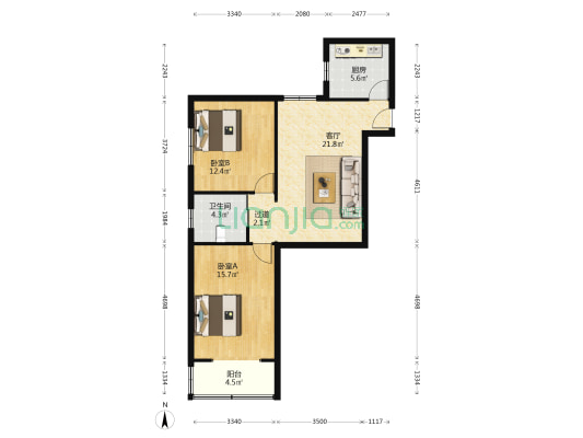 文宇公寓 2室1厅1卫 93平方