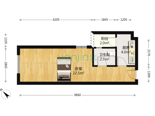 秋玉景苑 1室0厅1卫 36平方