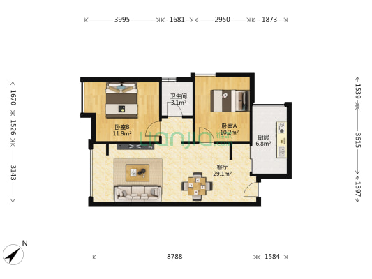 紫御熙庭 2室1厅1卫 70平方