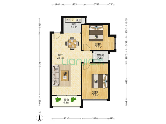 宁铁•和平佳园 2室1厅1卫 77平方