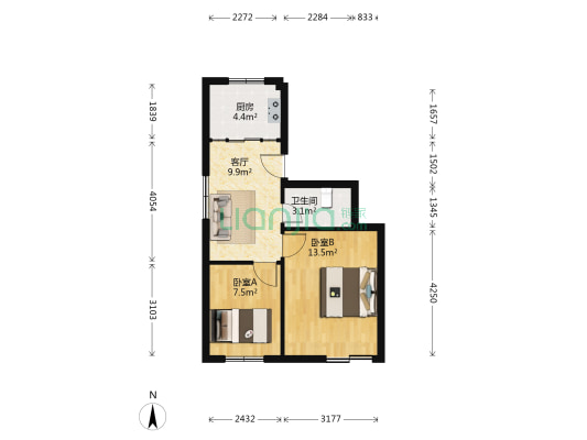 大闸社区 2室1厅1卫 53平方