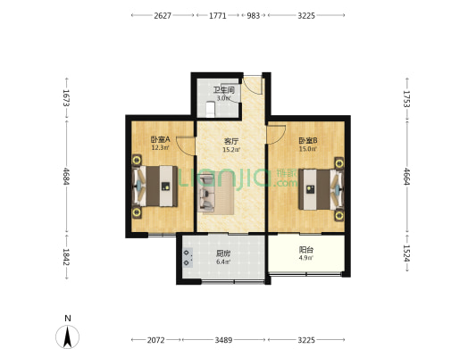 四院家属院 2室1厅1卫 68平方