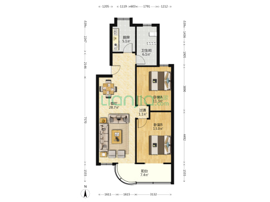 省京剧院 2室1厅1卫 81平方