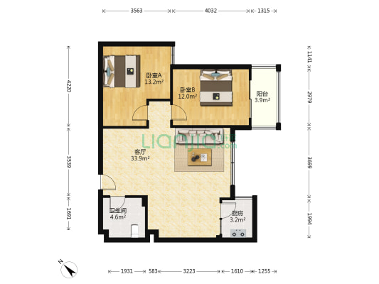 电子科大东院 2室1厅1卫 81平方