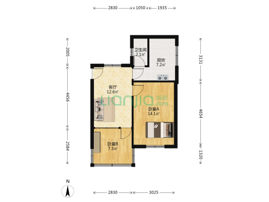 东马棚街14号 2室1厅1卫 48平方