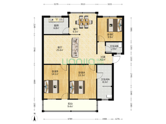 信江中路31号 3室2厅2卫 121平方