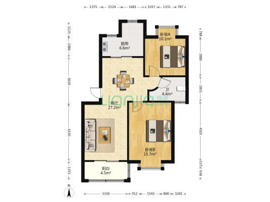 丰颐家园 2室1厅1卫 82平方