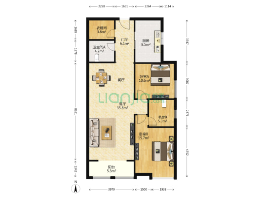 泾渭大厦 3室1厅1卫 123平方