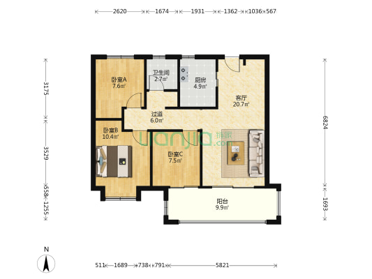 时代领峯峯邸 3室1厅1卫 99平方