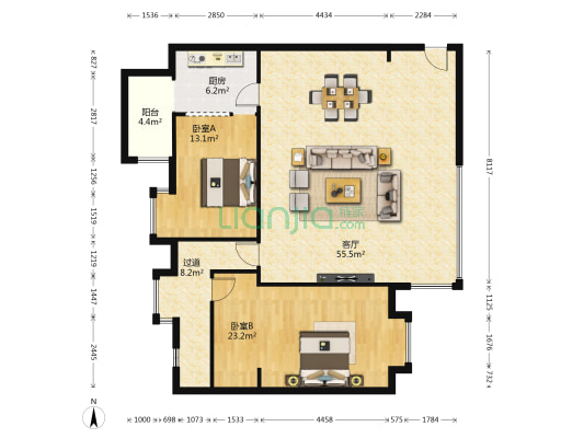 花果园L1区 2室1厅0卫 127平方