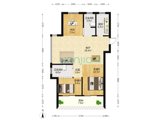 中南漫悦湾 3室1厅2卫 88平方