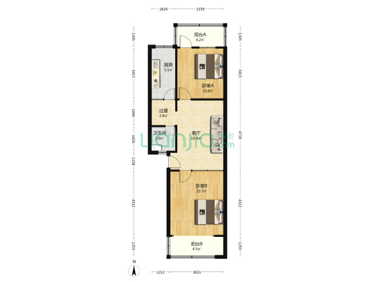 五一路86号院 2室1厅1卫 76平方