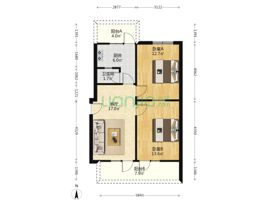 远祖桥 2室1厅1卫 71平方