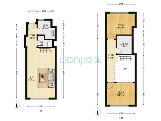 保利中央公园西区 2室1厅2卫 56平方