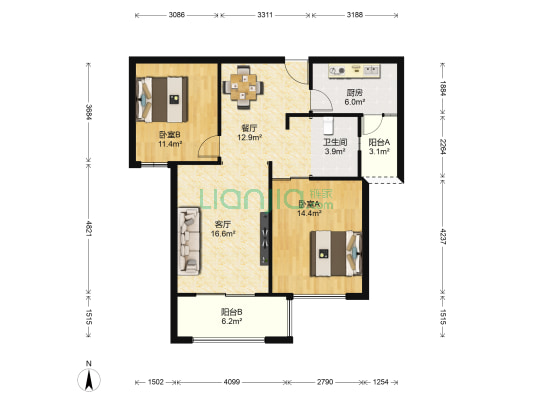 徐汇世家花园 2室2厅1卫 94平方