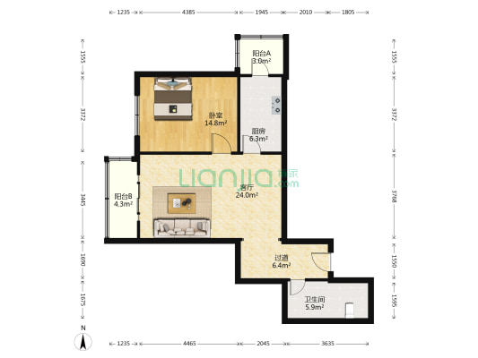 沁园 1室1厅1卫 79平方
