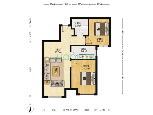 丹桂园 2室1厅1卫 79平方