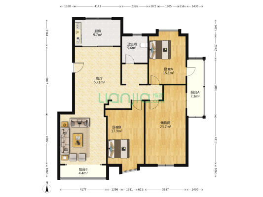 黄龙富邸 2室1厅1卫 169平方