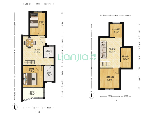 宇秦园 2室2厅1卫 48平方