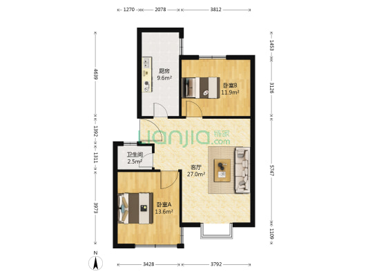 静苑(学府路) 2室1厅1卫 82平方