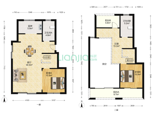 中南樾府 2室1厅2卫 139平方