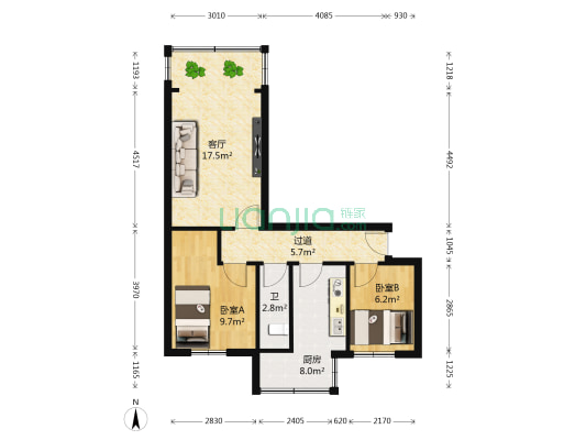 兰州一毛厂家属院（敦煌路西） 2室1厅1卫 56平方