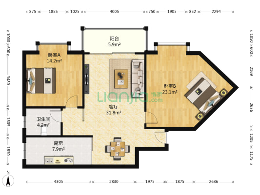 泰源大厦 2室1厅1卫 99平方