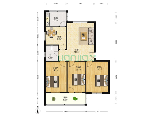 五交化家属院 3室2厅1卫 114平方