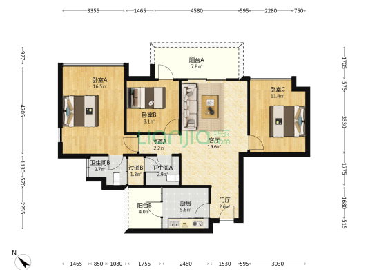 人居大同峰荟（二手） 3室1厅2卫 102平方