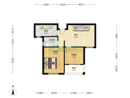 石湖景苑二期 2室1厅1卫 73平方