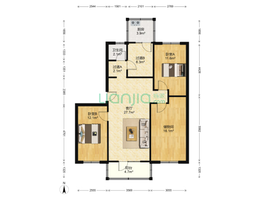 寺坡路1号 2室1厅1卫 101平方