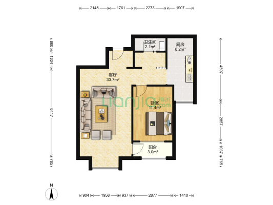 我爱我家 1室1厅1卫 73平方